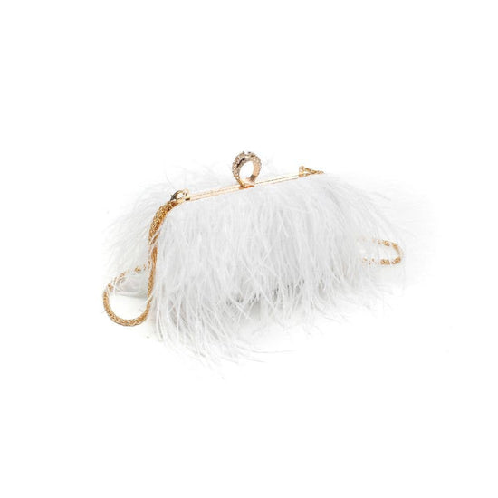 Harlow Feather Evening Bag White - Born To Glam Born To Glam