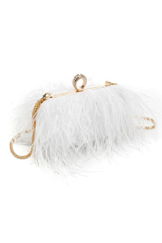Harlow Feather Evening Bag White - Born To Glam Born To Glam