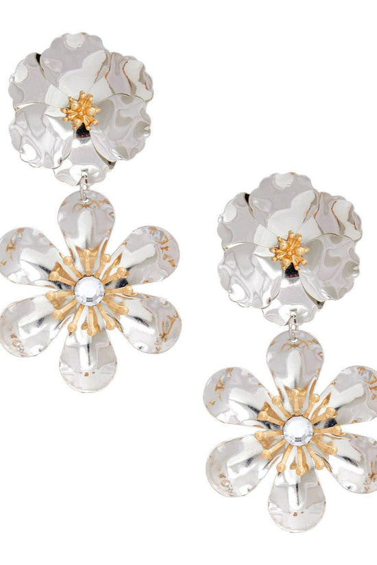 Silver 3D Flower Earrings for Women - Born To Glam Born To Glam
