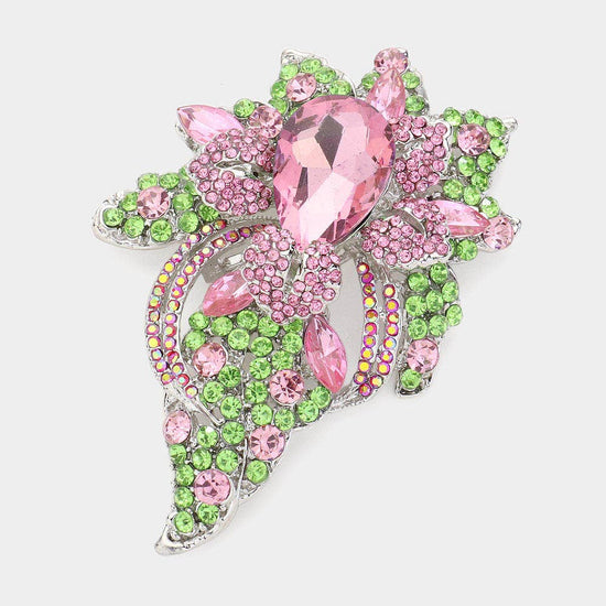 Floral Crystal Pave Bouquet Brooch / Pendant - Born To Glam Born To Glam