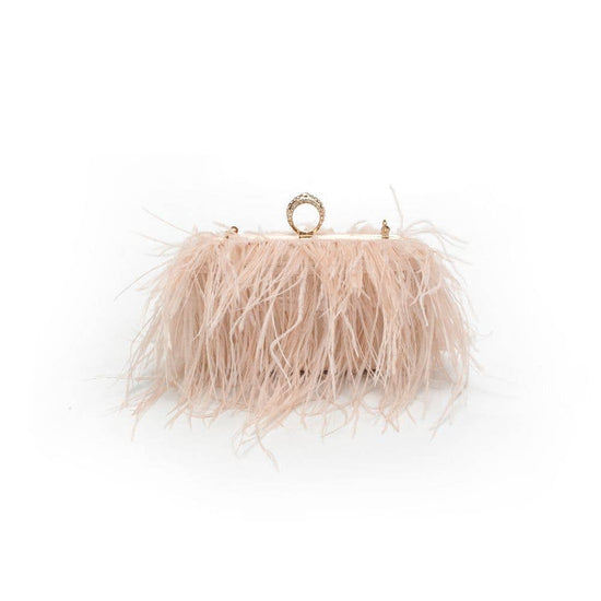 Harlow Feather Evening Bag White - Born To Glam Born To Glam