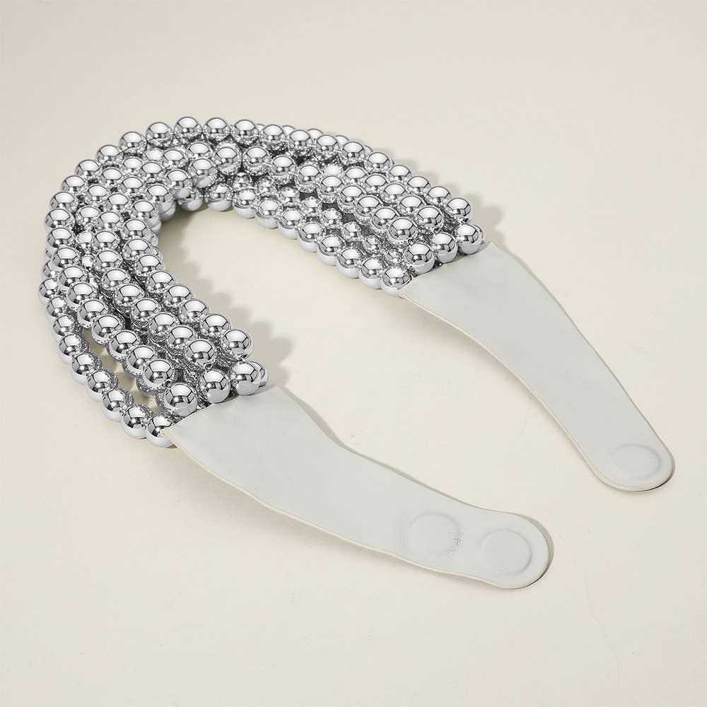 Chunky Bead Layered Faux Leather Magnetic Necklace - Born To Glam Born To Glam