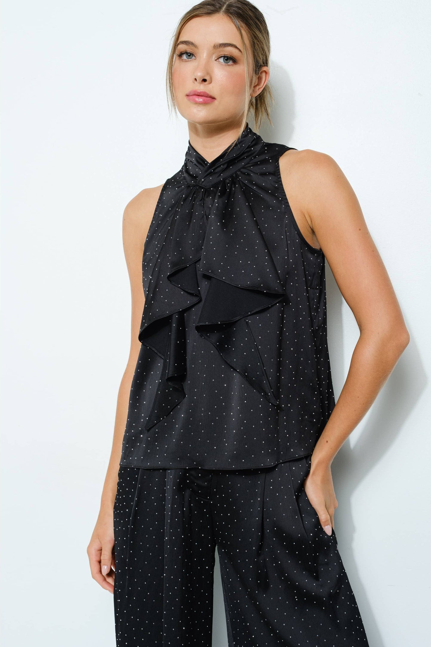 Black Rhinestone Embellished Top - Born To Glam Born To Glam