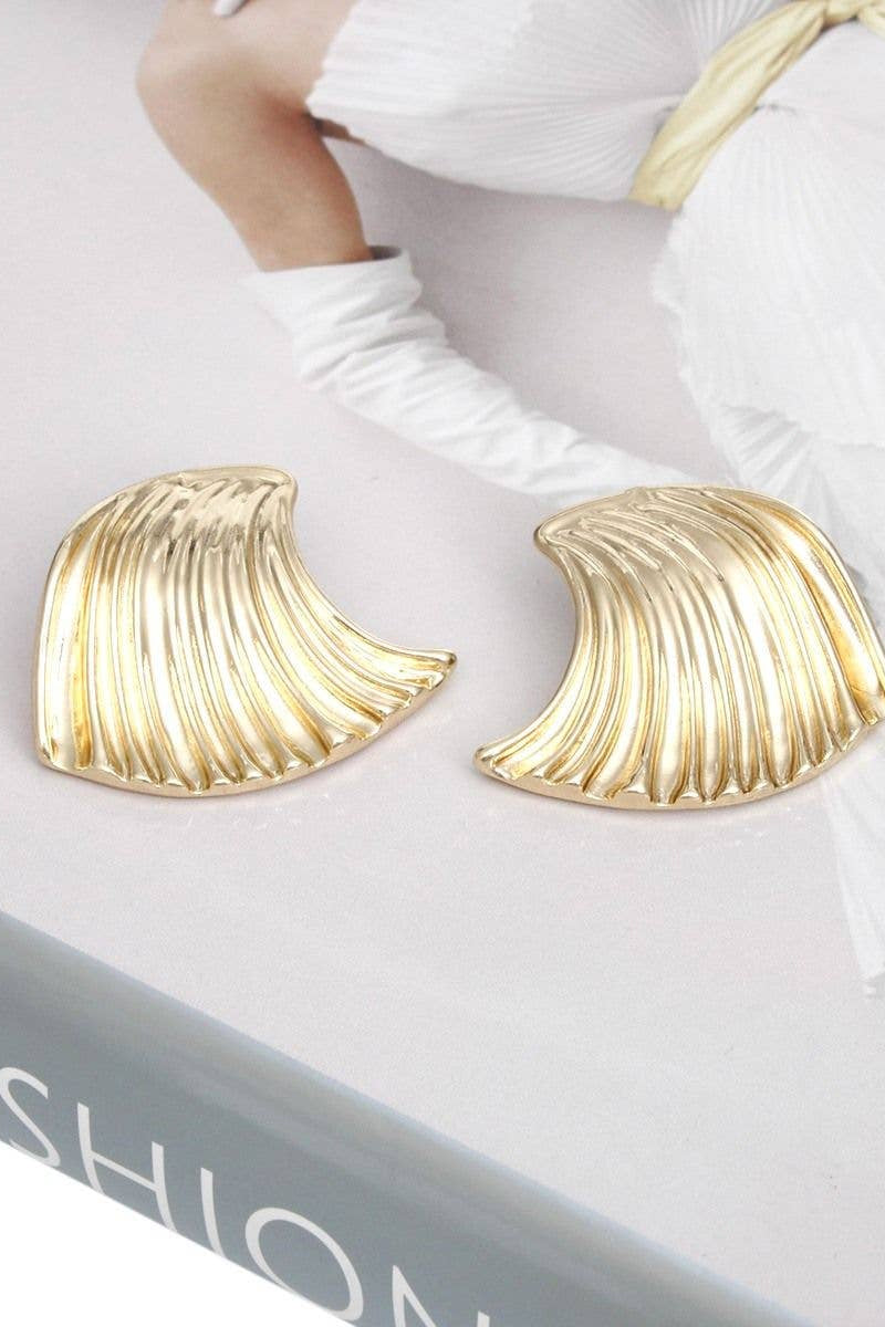 Gold Ocean Stud Earrings - Born To Glam Born To Glam
