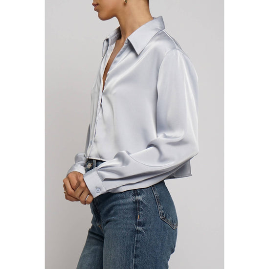 CROPPED SATIN BLOUSE: Black / S - Born To Glam Born To Glam