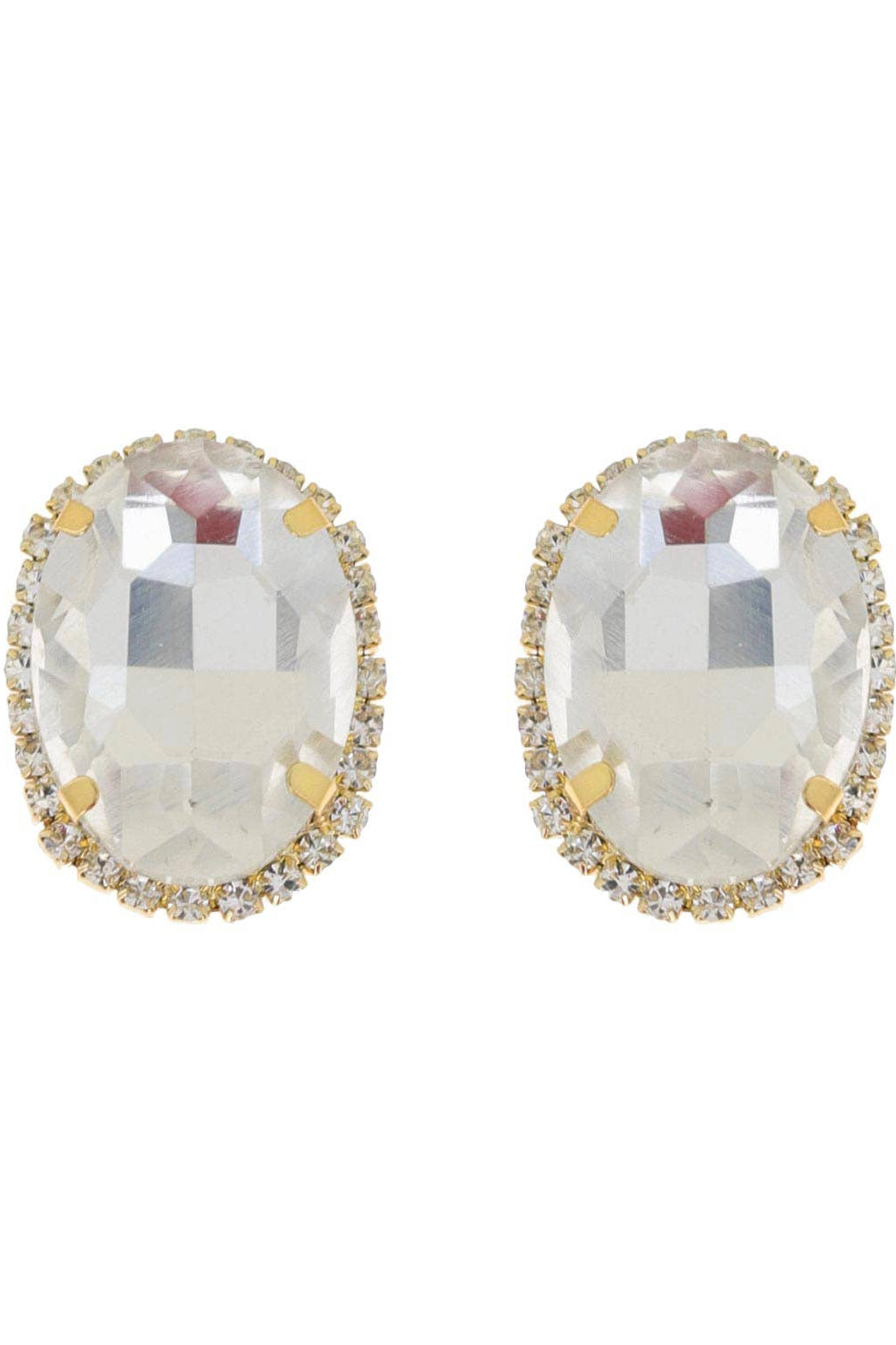 Rhinestone Oval Crystal Stud Earrings - Born To Glam Born To Glam