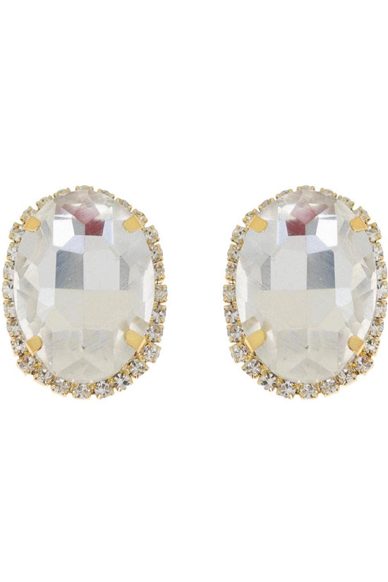 Rhinestone Oval Crystal Stud Earrings - Born To Glam Born To Glam