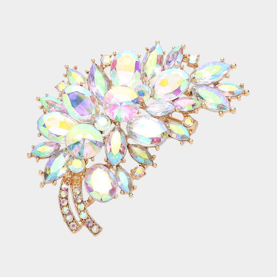 Glass Crystal Leaf Pin Brooch - Born To Glam Born To Glam