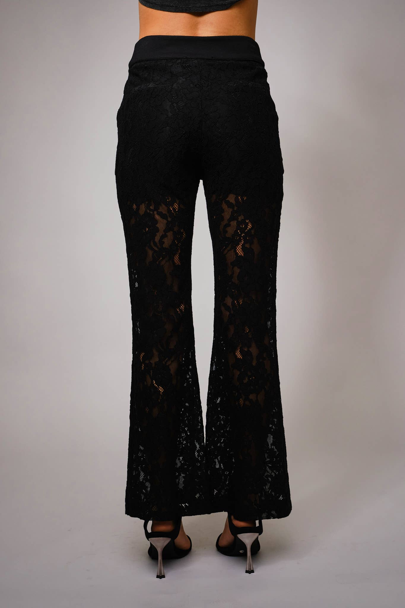 Lace Sheer Mid Rise Trouser Pants - Born To Glam Born To Glam