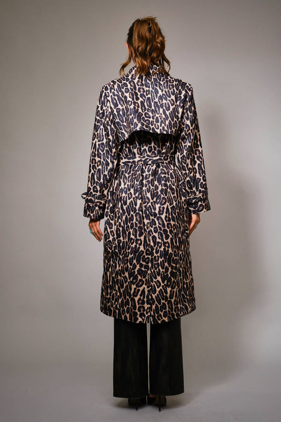 Leopard Print Belted Double Breasted Trench - Born To Glam Born To Glam
