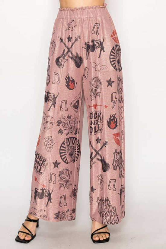 Pink Rock and Roll Lurex Palazzo Pants - Born To Glam Born To Glam