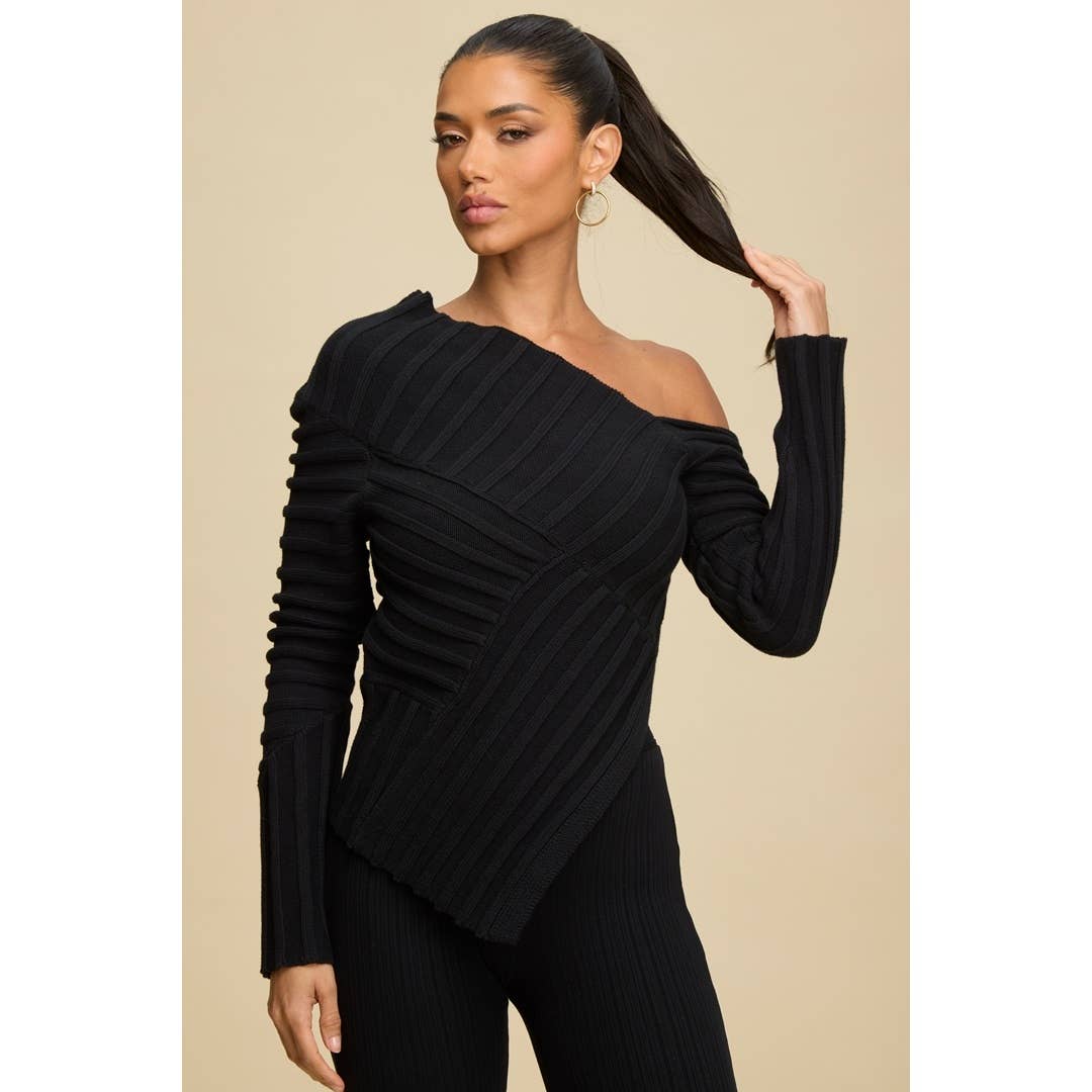 One Shoulder Knit Top Born To Glam