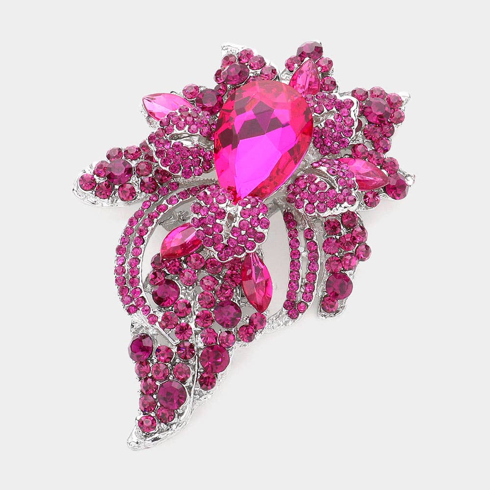 Floral Crystal Pave Bouquet Brooch / Pendant - Born To Glam Born To Glam