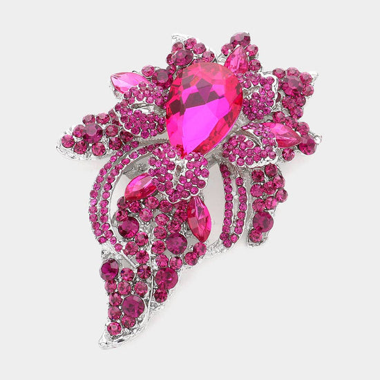Floral Crystal Pave Bouquet Brooch / Pendant - Born To Glam Born To Glam