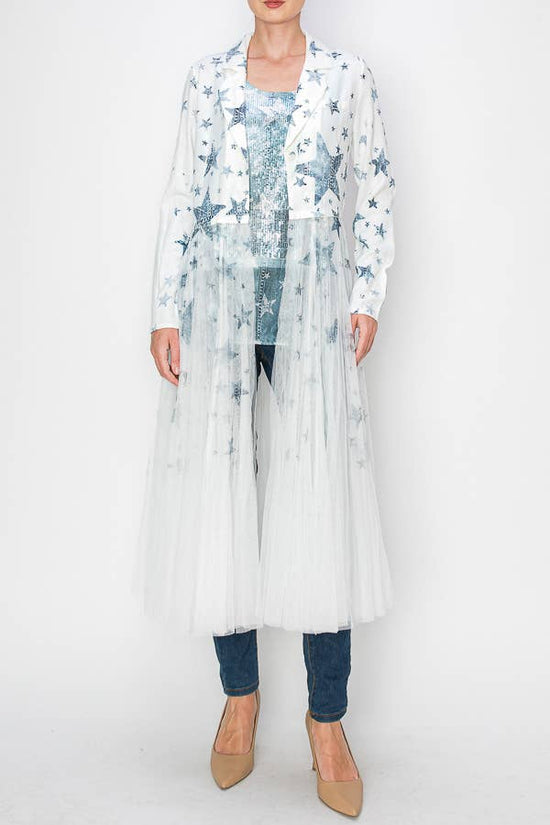 Blue Star Tulle Cardigan Blazer - Born To Glam Born To Glam