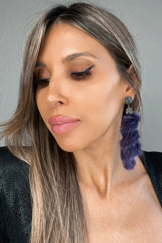 Fur Swirl Crystal Drop Earrings - Born To Glam Born To Glam