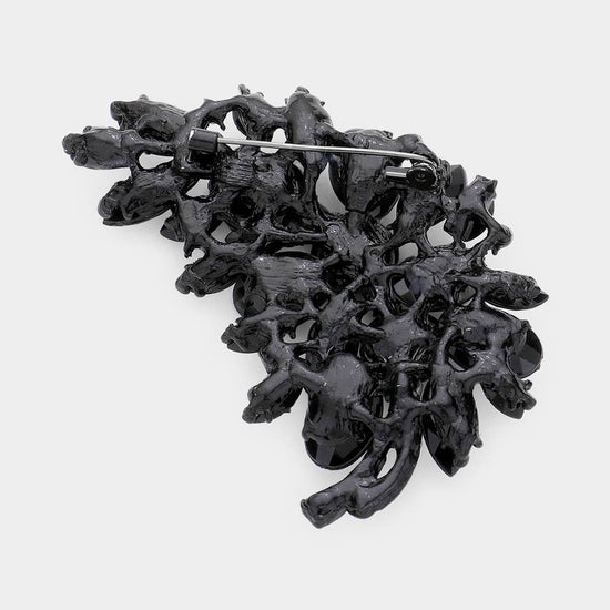 Glass Crystal Leaf Pin Brooch - Born To Glam Born To Glam