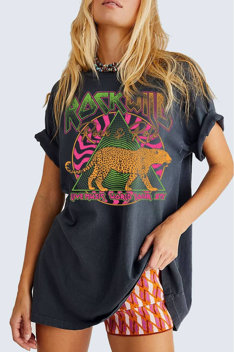 Mineral Black Rock Wild Overszied Graphic Tee - Born To Glam Born To Glam