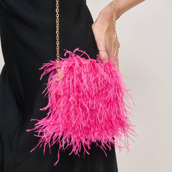 Feathered Flair Evening Bag Pink - Born To Glam Born To Glam