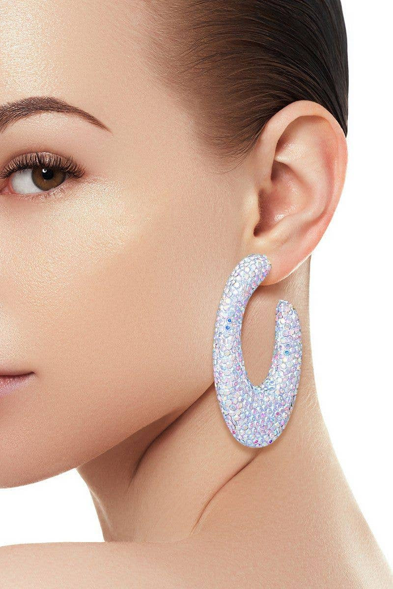 Iridescent Open Hoop Earrings - Born To Glam Born To Glam