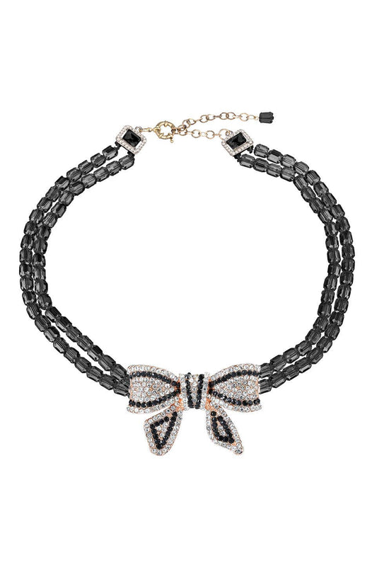 Bow Beaded Statement Necklace - Born To Glam Born To Glam