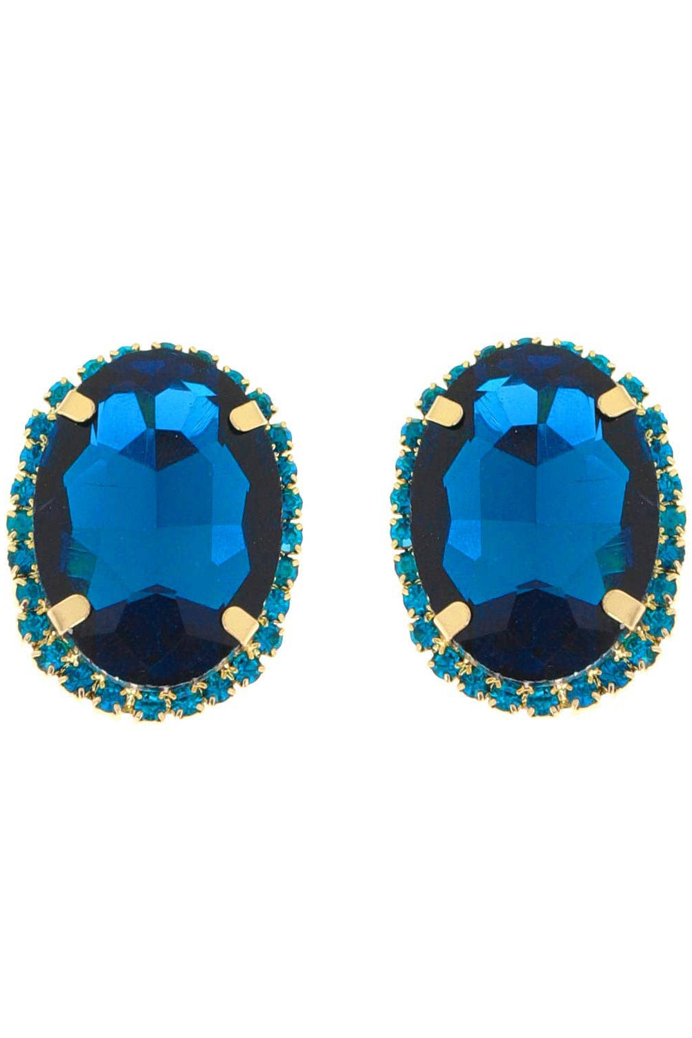 Rhinestone Oval Crystal Stud Earrings - Born To Glam Born To Glam