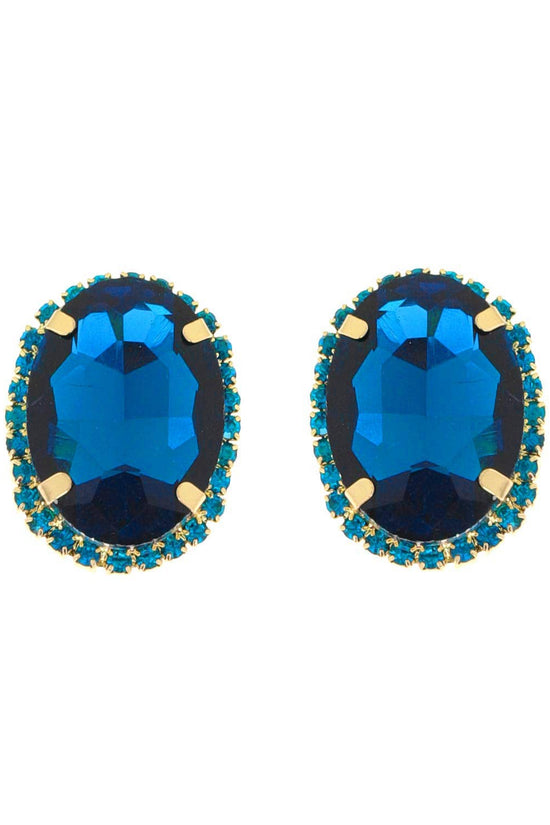 Rhinestone Oval Crystal Stud Earrings - Born To Glam Born To Glam