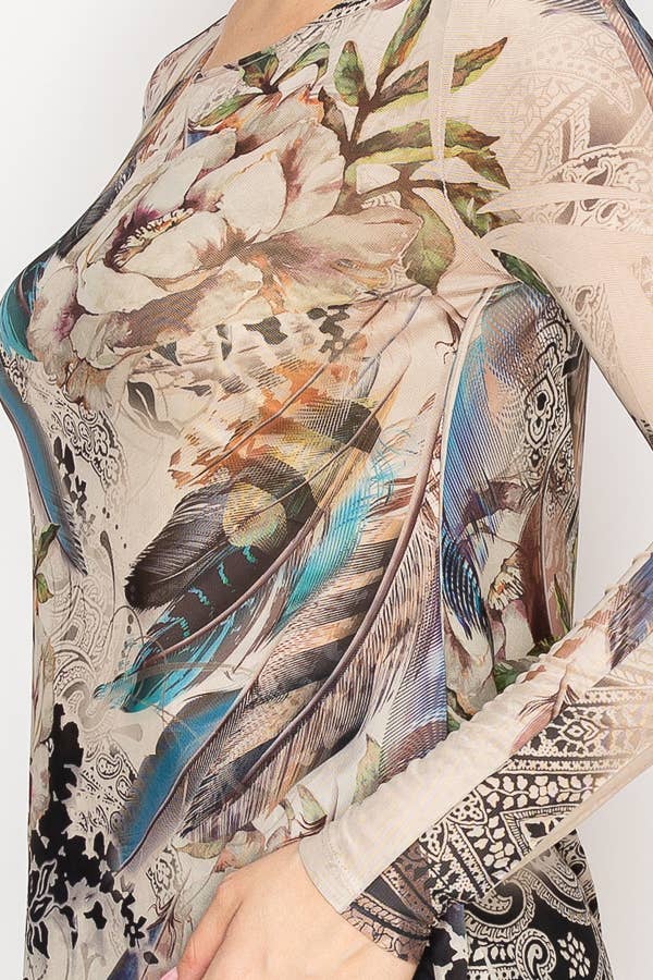 Minimalist Sheer All-Mesh Long Sleeve Top - Born To Glam Born To Glam