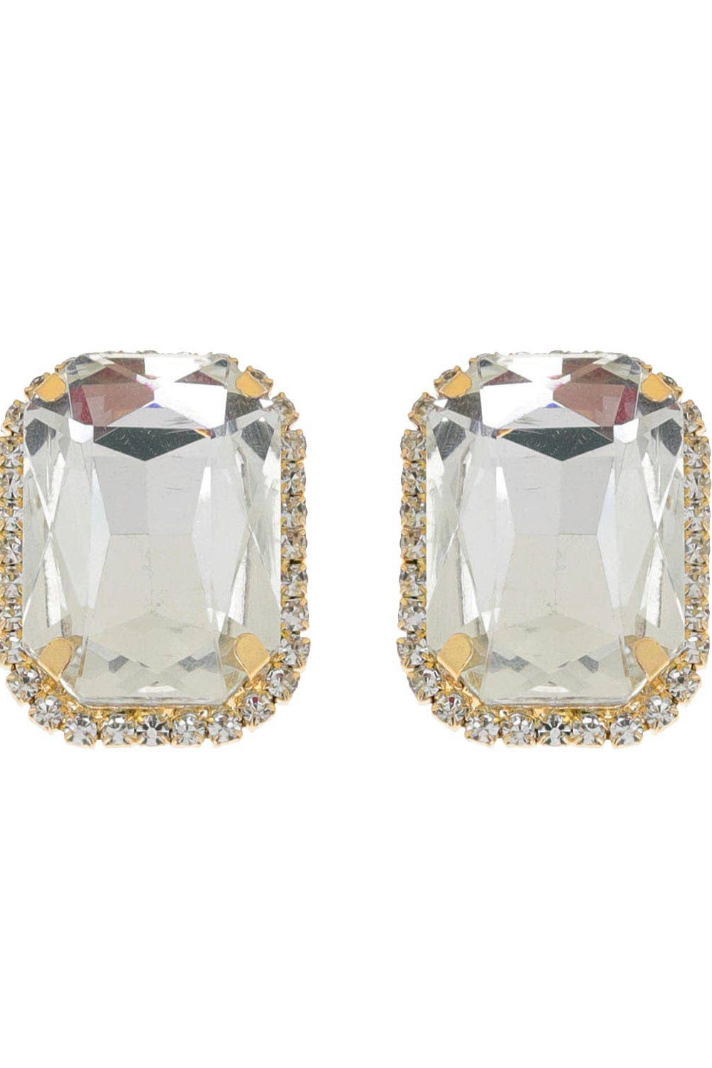 Rhinestone Octagon Cut Crystal Stud Earrings - Born To Glam Born To Glam