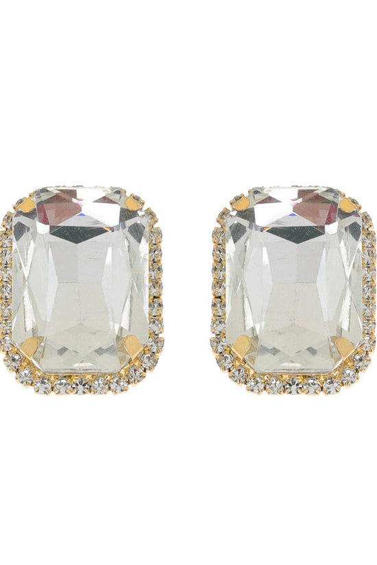 Rhinestone Octagon Cut Crystal Stud Earrings - Born To Glam Born To Glam
