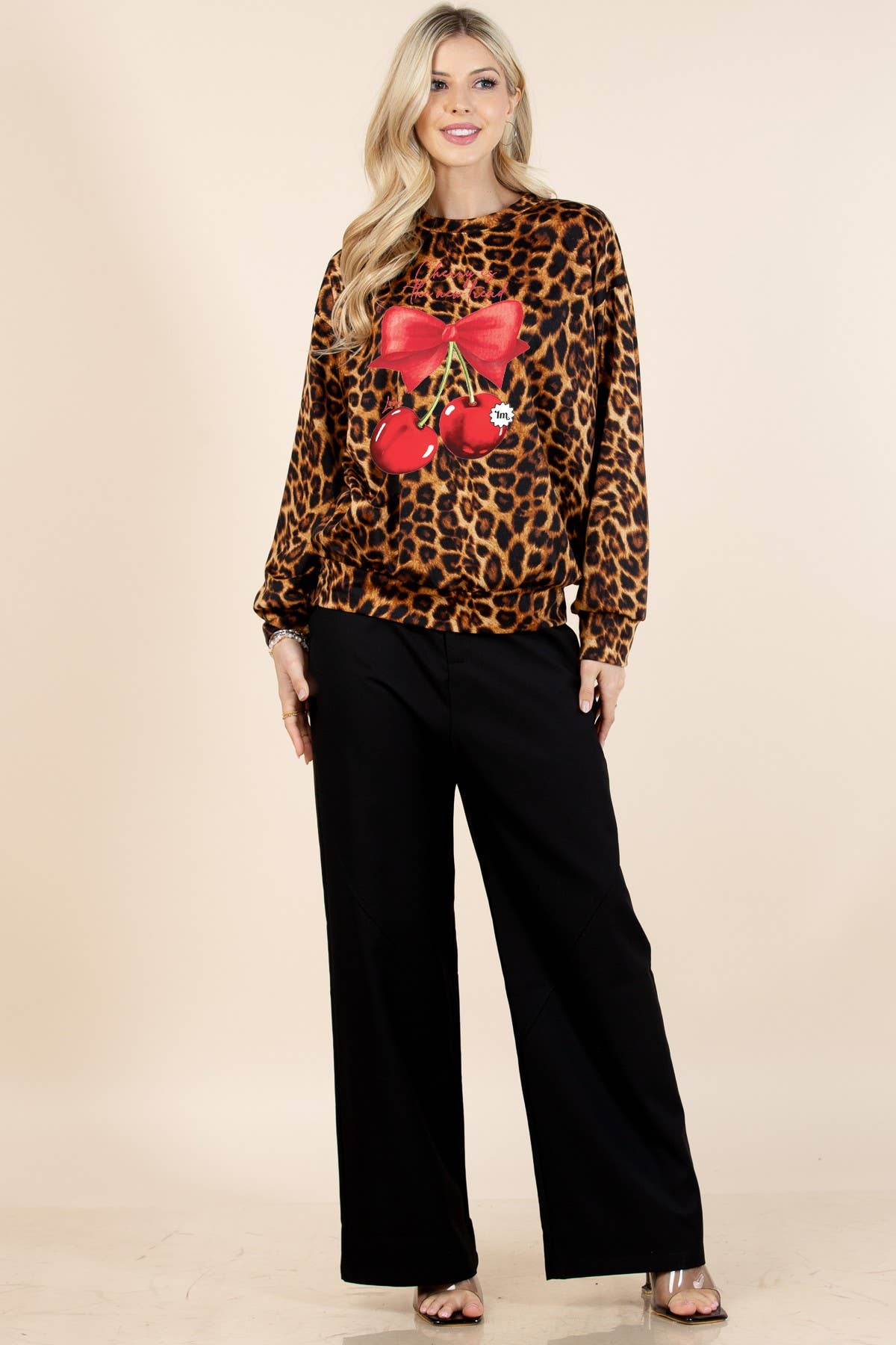 Rumie Cherry Animal Print Long Sleeves  Top - Born To Glam Born To Glam