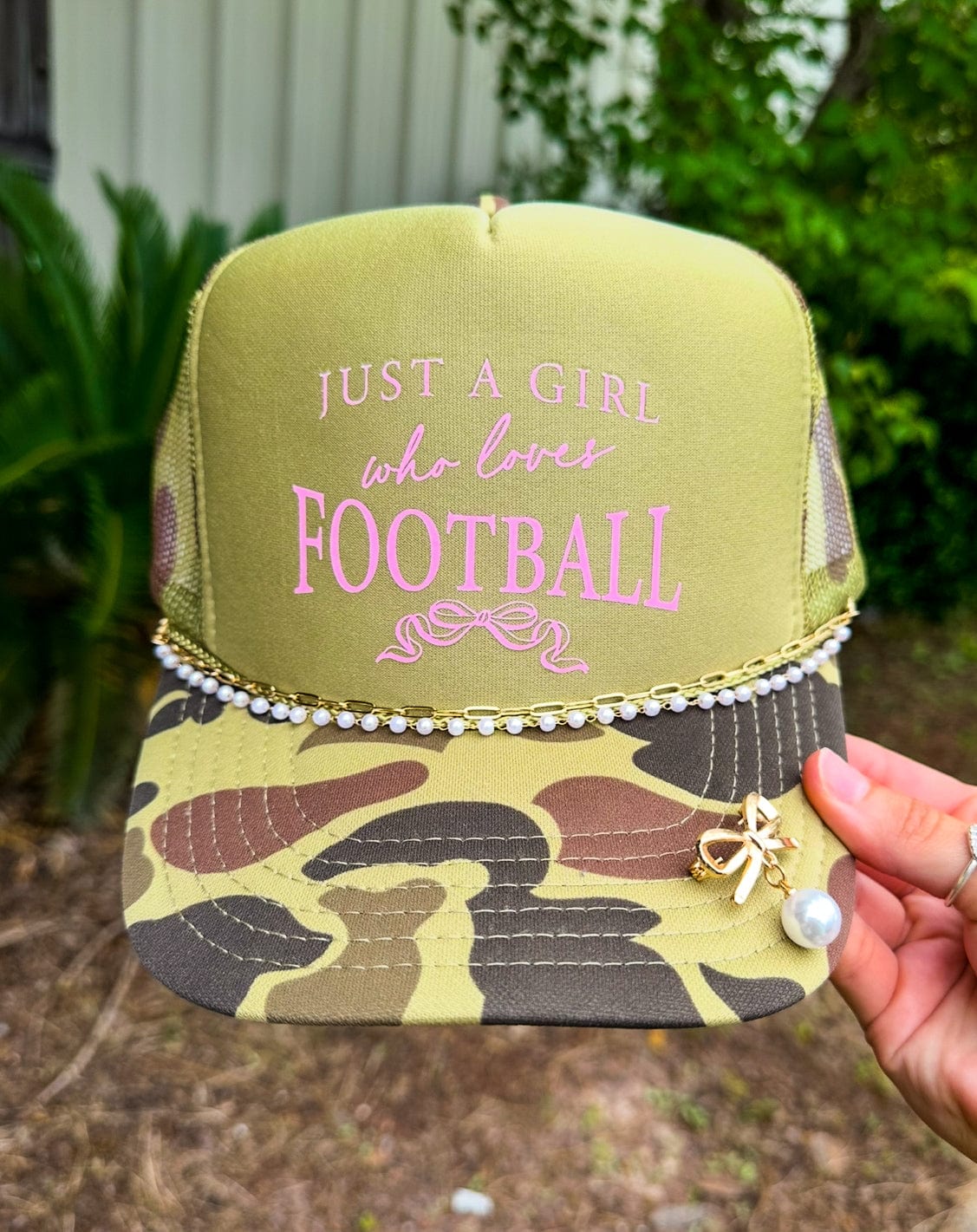 Just a Girl Who Loves Football Two Tone Camo Trucker - Born To Glam Born To Glam