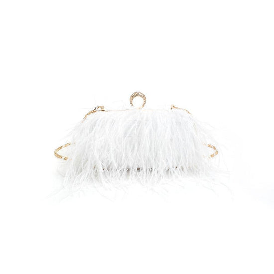 Harlow Feather Evening Bag White - Born To Glam Born To Glam