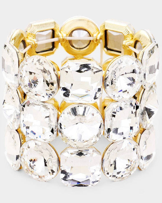 Crystal Rhinestone Statement Stretch Bracelet - Born To Glam Born To Glam