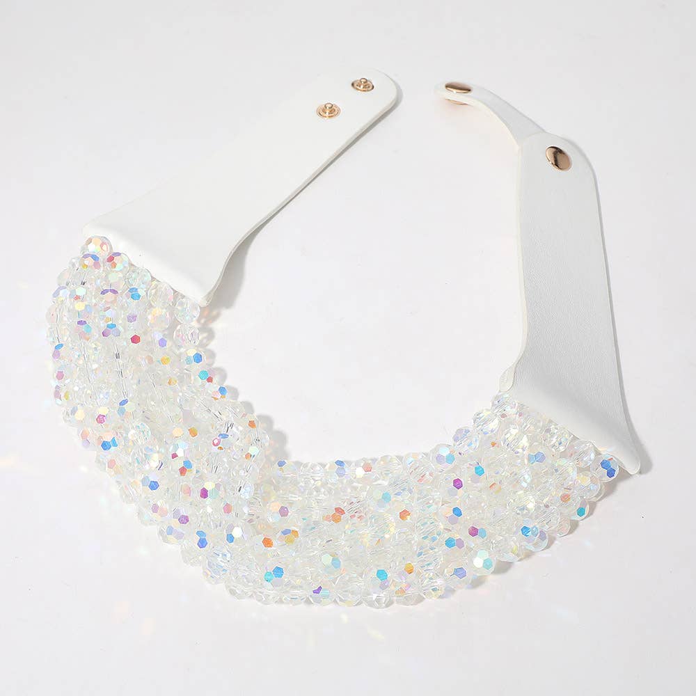 Chunky Acrylic Beaded Multi Layered Faux Leather Necklace - Born To Glam Born To Glam