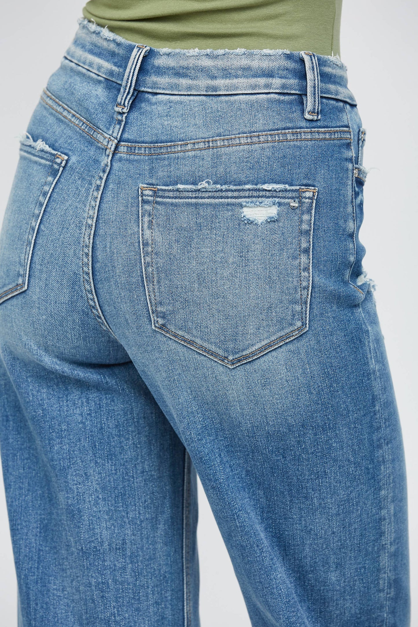 Mica Denim Stretch High Rise Wide Leg Jeans - Born To Glam Born To Glam