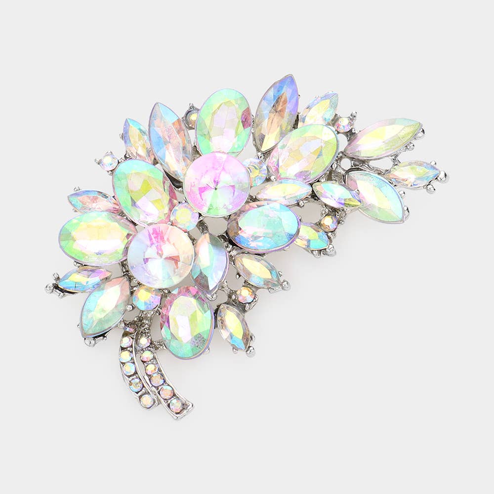 Glass Crystal Leaf Pin Brooch - Born To Glam Born To Glam