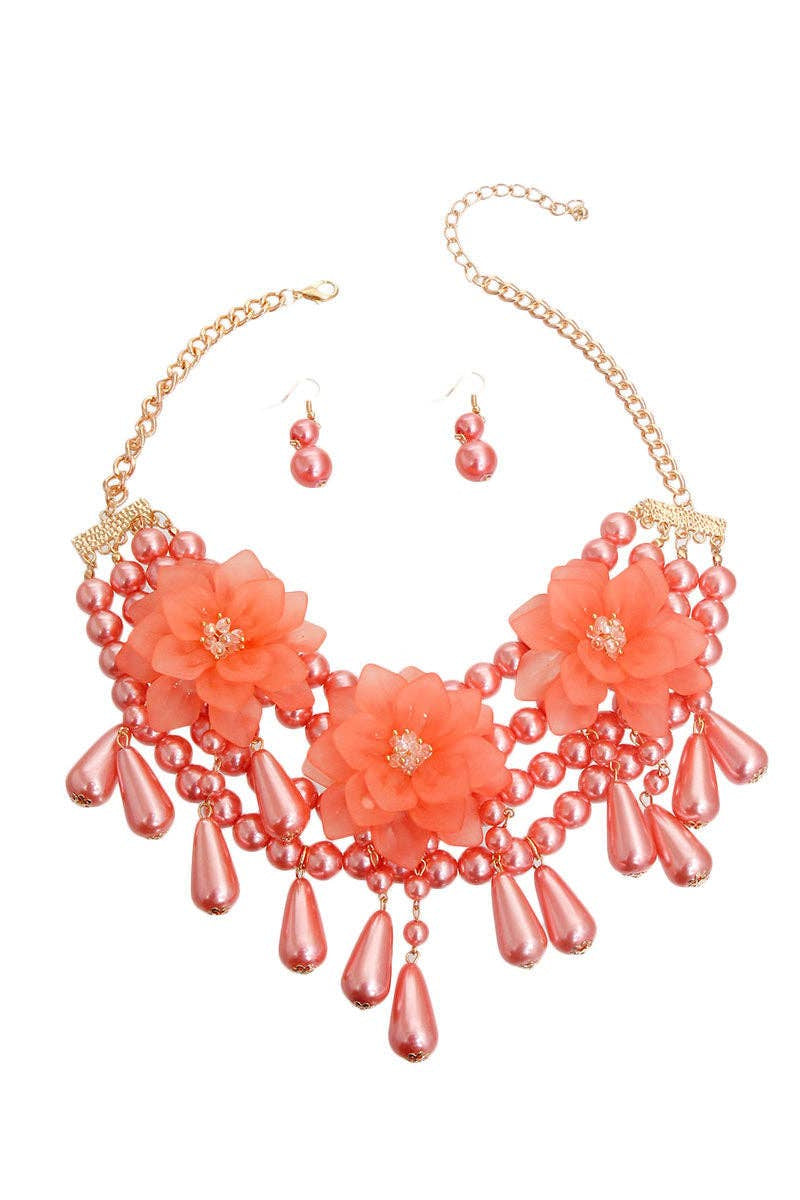 Pink Pearl Teardrop Flower Set - Born To Glam Born To Glam