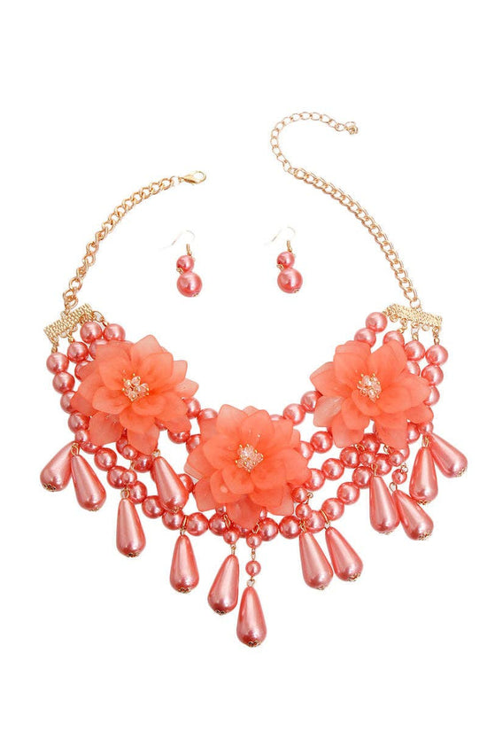 Pink Pearl Teardrop Flower Set - Born To Glam Born To Glam