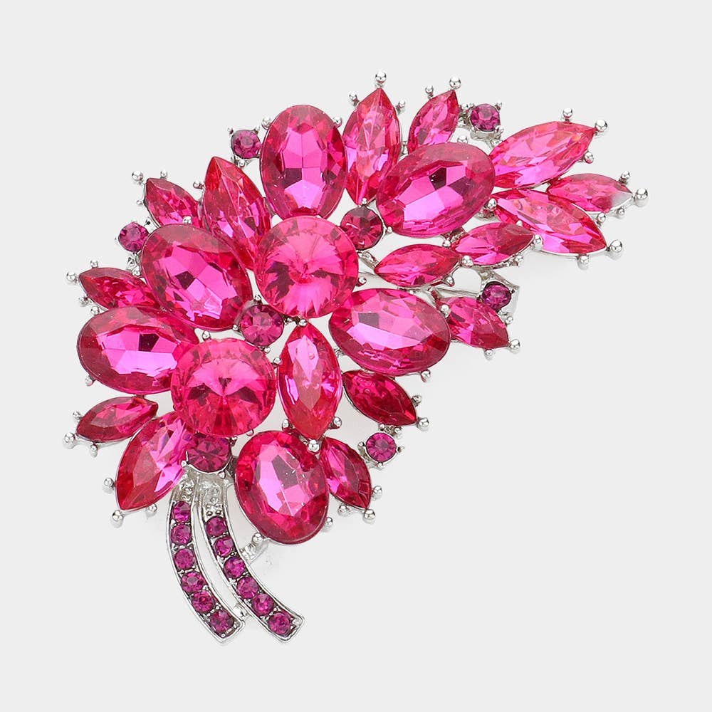 Glass Crystal Leaf Pin Brooch - Born To Glam Born To Glam