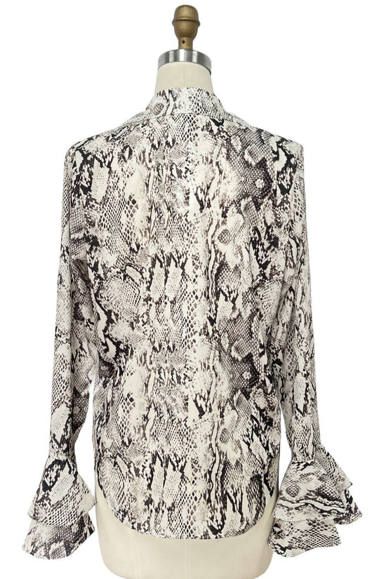 Snake Print Ruffle Blouse - Born To Glam Born To Glam