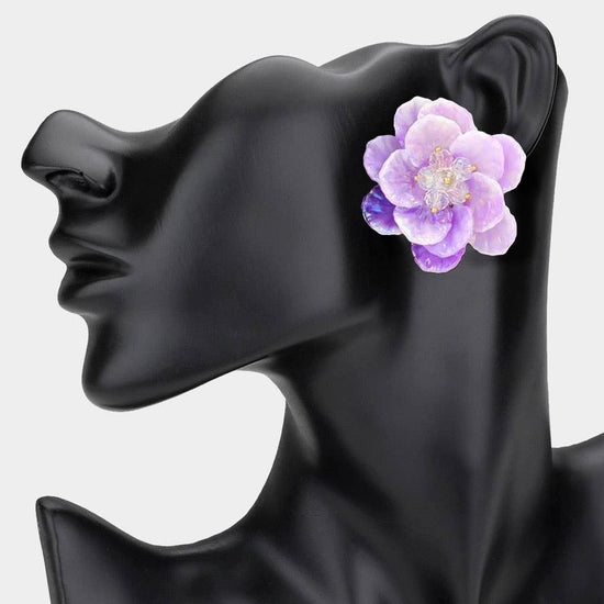 Faceted Bud Resin Petal Flower Earrings - Born To Glam Born To Glam
