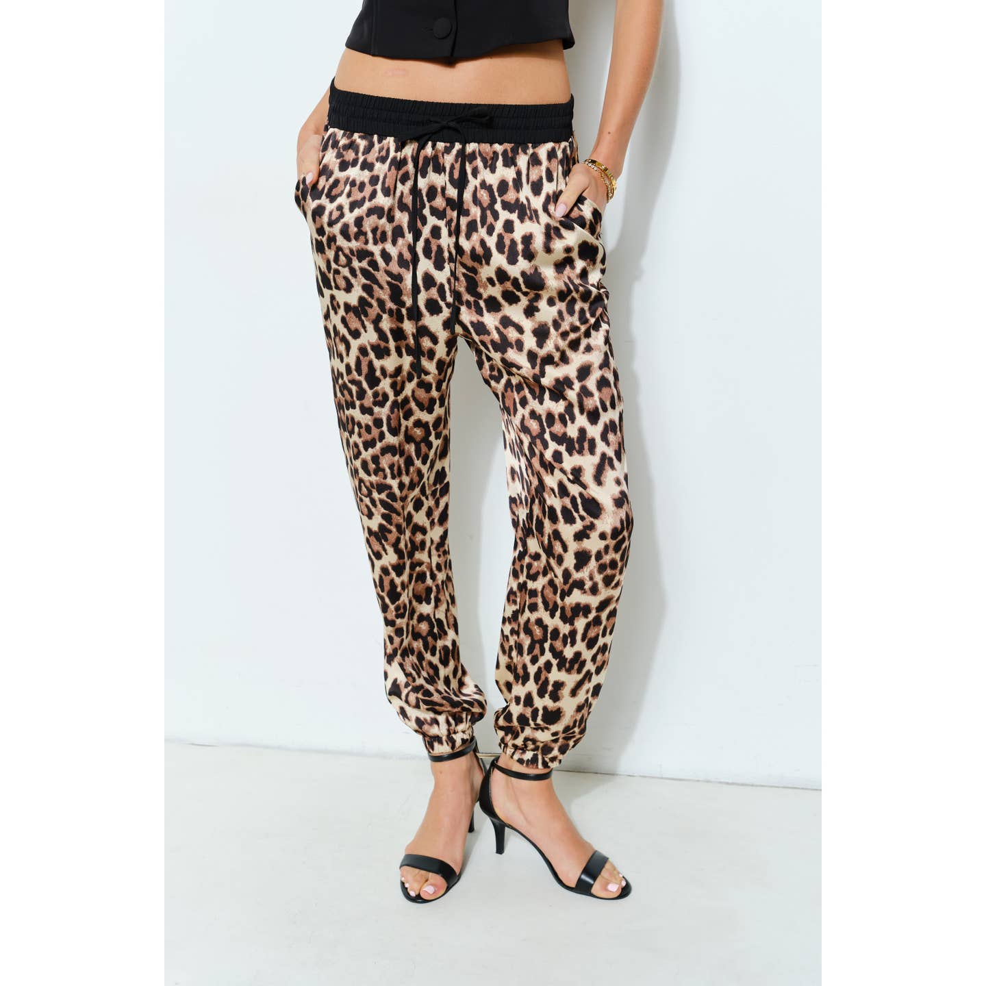 Leopard Print Elastic Waistband Jogger Pants Born To Glam