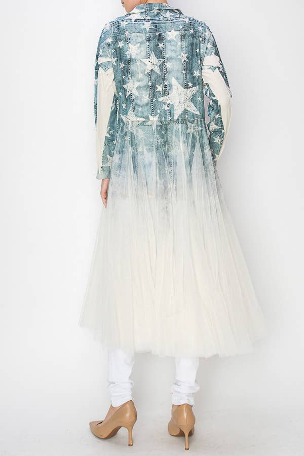 Beige Star Tulle Blazer Cardigan - Born To Glam Born To Glam