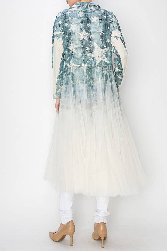 Beige Star Tulle Blazer Cardigan - Born To Glam Born To Glam