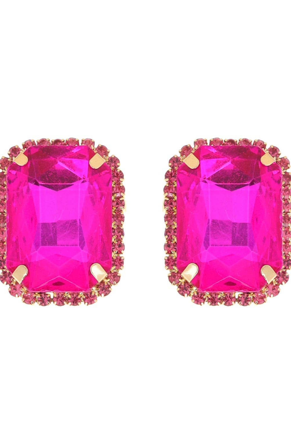 Rhinestone Octagon Cut Crystal Stud Earrings - Born To Glam Born To Glam