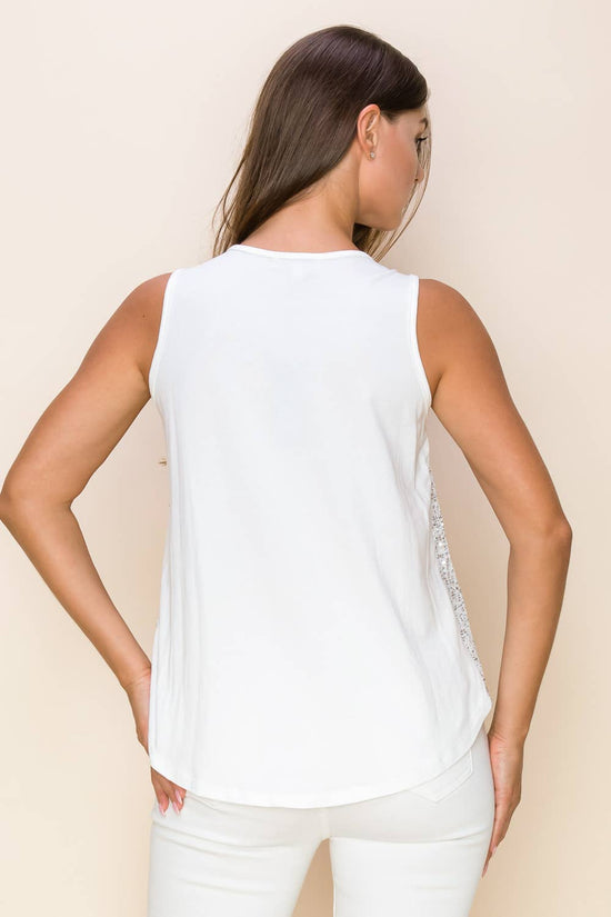 Taupe Sequin Tank Top - Born To Glam Born To Glam