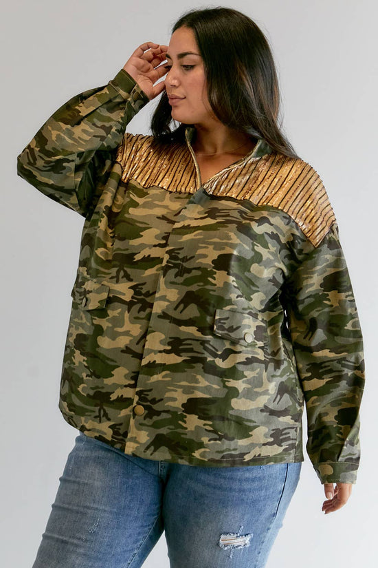 Gold  Sequined Camo Jacket - Born To Glam Born To Glam