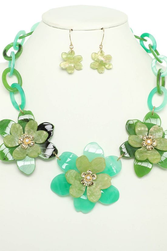 Lucite Cherry Blossom Necklace Set - Born To Glam Born To Glam