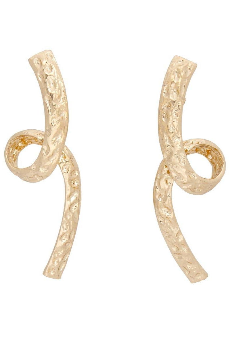 Long Edgy Gold Looped Metal Earrings - Born To Glam Born To Glam
